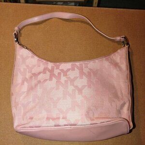 Pink New York & Company Shoulder Bag With Geometric Pattern & Zipper Closure